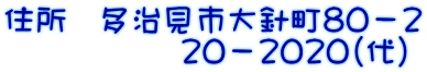 住所　多治見市大針町８０－２ 　　         ２０－２０２０（代）